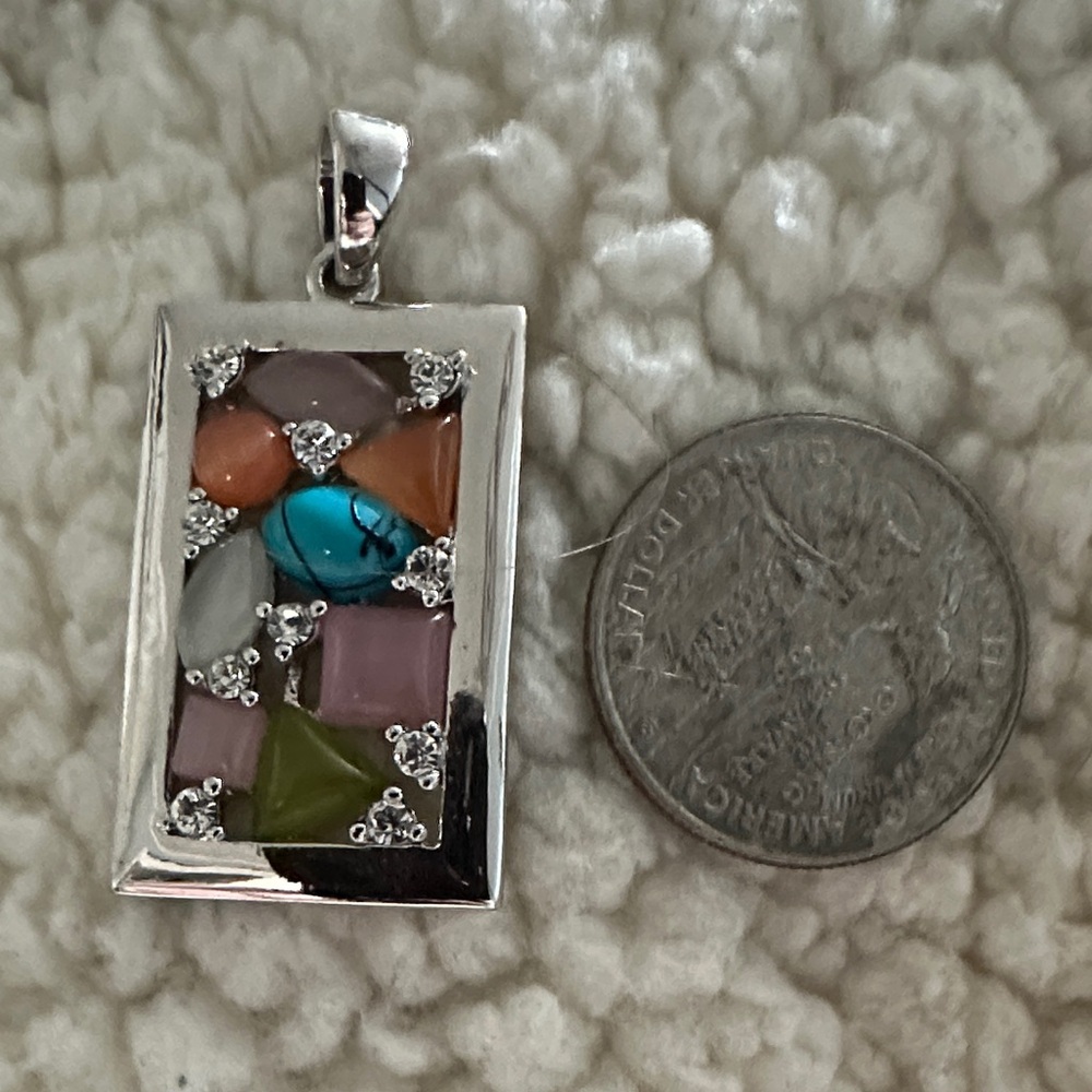 Lia Sophia Galileo Silver-Tone Slide Pendant with multicolored stones & crystals - Picture 3 of 10